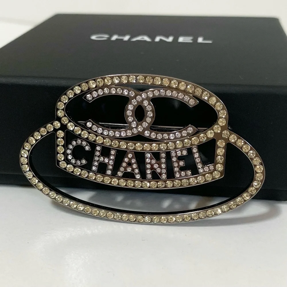 Chanel crystal hat brooch pin
